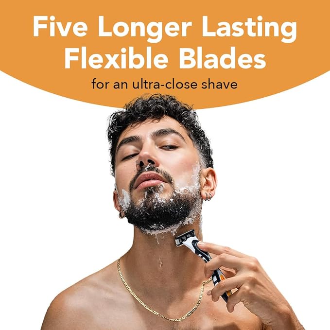 BIC Flex 5 Refillable Refill Razor Cartridges for Men, Long-Blade Razors for a Smooth and Comfortable Shave, 8 Refill Cartridges