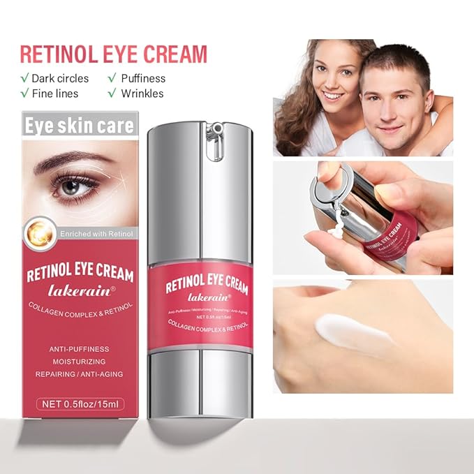 Retinol Eye Retinol Eye Cream for Dark Circles and Puffiness,Anti Aging Eye Cream with Collagen and Hyaluronic Acid,Smoothes Fine Lines,Firms and Lifts Eye Skin,Deeply Moisturizing