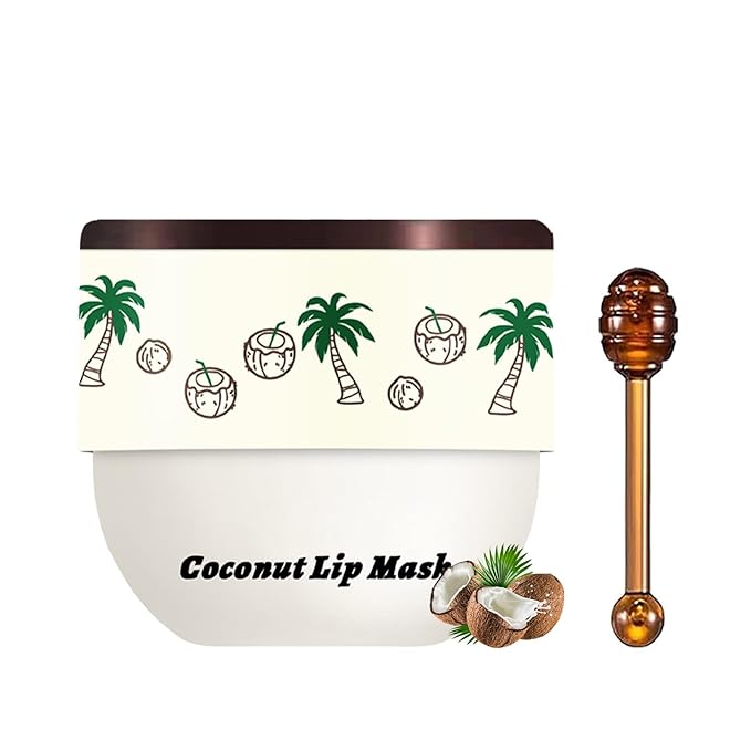 1 PCS Bee Lip Balm Lip Mask Honey Pot, Coconut Moisturizing Sleeping Lip Mask Overnight with Sticks, Lip Balm Honey Pot Lip Balm Hydrating Prevention Dry and Crack Lip Scrubs Exfoliator