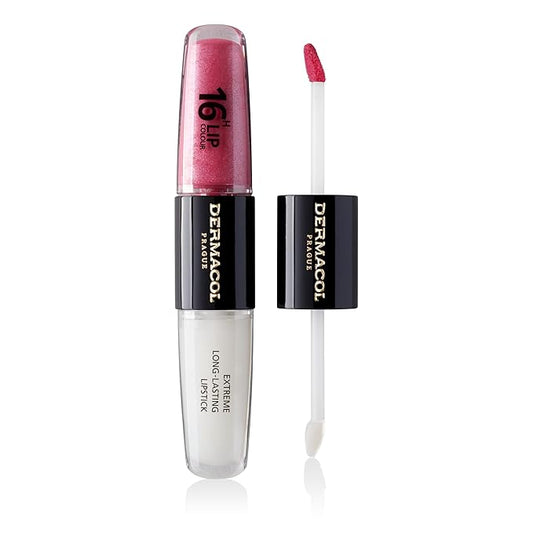 Dermacol NEW 16-Hour Lip Colour, Highly Pigmented Glossy Lip Stain, Two-Phase Lip Plumper Gloss, Kissproof Lip Makeup Products with Matte and Glitter Finish, n.15