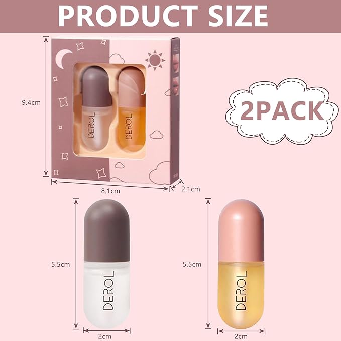 DEROL 2Pcs Natural Lip Plumper, Plant (5.5MLX2)