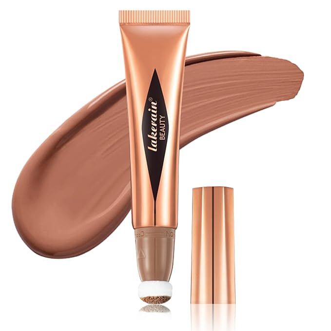 MEICOLY Liquid Contour Beauty Wand,Cream Contour Stick with Cushion Applicator,Liquid Bronzer Stick for Women and Girl,Blendable Long Lasting Smoothly Silky Contour Makeup,Cruelty-free,Medium to Dark