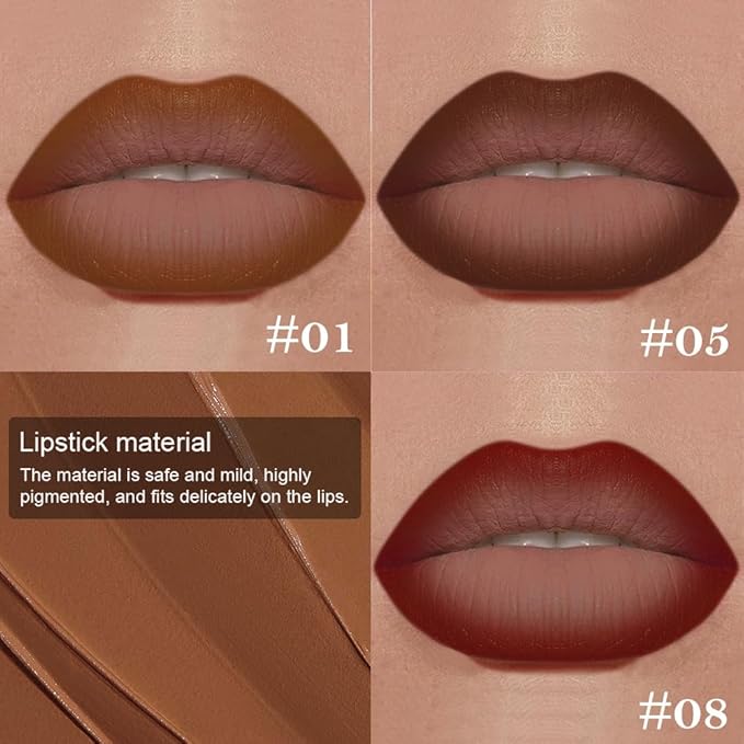 3Pcs Gradient Matte Lipstick Crayon Lip Liner pencil, Flawless Contour Gradual Ombre Effect lip Pencil, Lipstick for Women Long Lasting Waterproof Smudge Proof Lipstick Pencil 01#+05#+08#