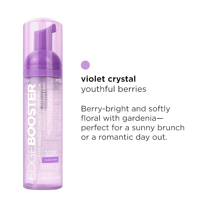Style Factor EDGE BOOSTER Extra Strength Setting Mousse – Frizz Control, Extra Volume, and Conditioning – 6.4oz Violet Crystal Mousse for Curly Hair