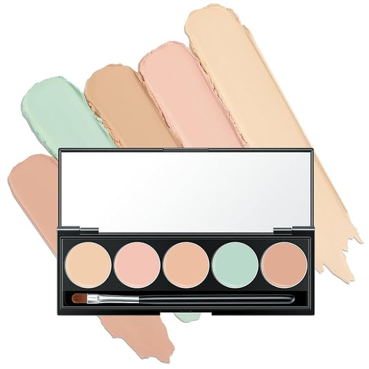 5 Colors Correcting Concealer Palette with Makeup Brush,5