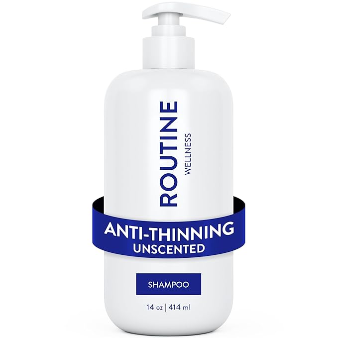 Routine Wellness Anti-Thinning Shampoo for Thinning Hair - Biotin DHT Blocker Women & Men - Color Safe Shampoo for Hair Loss & Healthy Hair - Unscented - 14oz