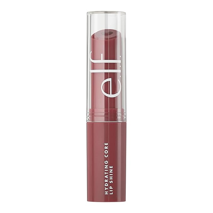 e.l.f. Hydrating Core Lip Shine, Conditioning & Nourishing Lip Balm, Sheer Color Tinted Lip Moisturizer, Happy, 0.09 Oz