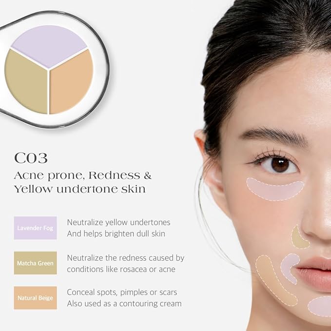 Dr.Althea Dear.A Perfect Cover Concealer Palette - Vegan Fomula, Conceal, Cover, Correct, Contour, Highlight, Multi concealer balette, Finger puff included (C03)