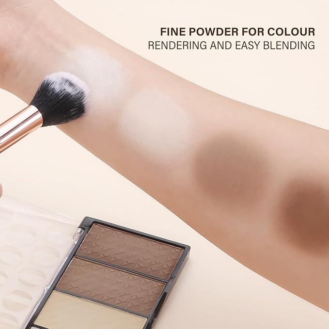 Contour Highlighter Blush Powder Makeup Palette, 4 Colors Matte Face Contour Shading with Professional Makeup Brush