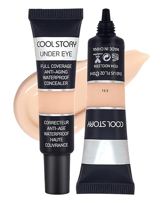 2 PCS Under Eye Concealer Full Coverage, Waterproof Color Correcting Concealer All Day Coverage Dark Circles, Puffiness, Redness, Lightweight Cream Foundation Brightener, Natural Matte Finish, Neutral