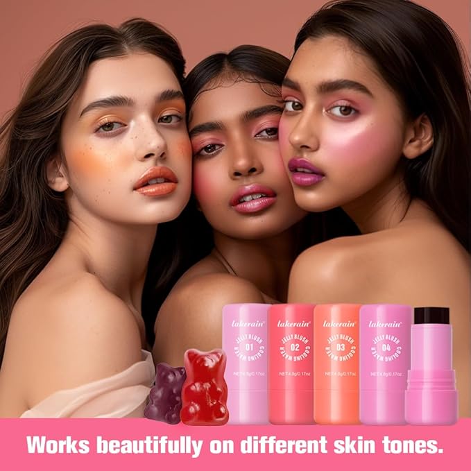 Multi-Use Cooling Water Jelly Blush/Lip Tint & Eye Shadow - Sheer Stain withBuildable Watercolor Finish - Long-Lasting Moisture - 1,000+ Swipes Per Stick - Jelly Texture for Lip & Cheek (Berry)