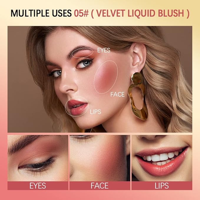 Soft Velvet Liquid Blush,Natural Cream Blush Stick for Cheeks, Dewy Cheek Tint, Long-Lasting Waterproof and Sweat proof Blush Makeup. (04 - LOVE)