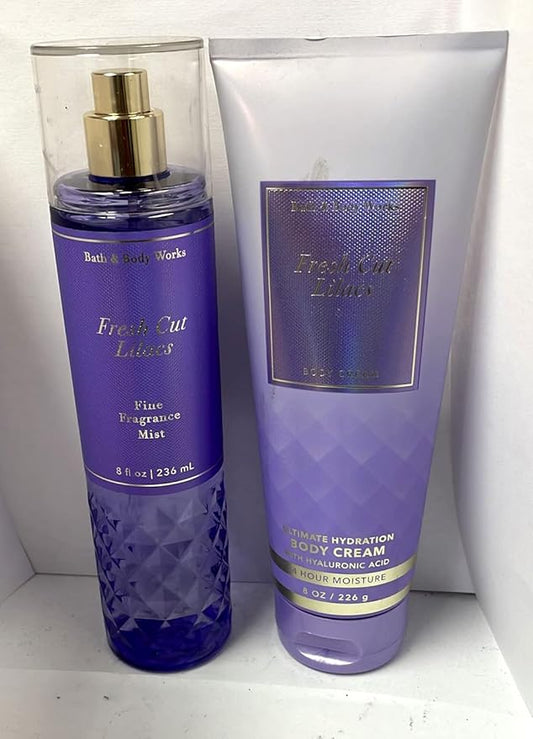 Generic Bath and Body Works - Fresh Cut Lilacs - Gift Set - Fine Fragrance Mist And Body Cream - 2021, Full Size