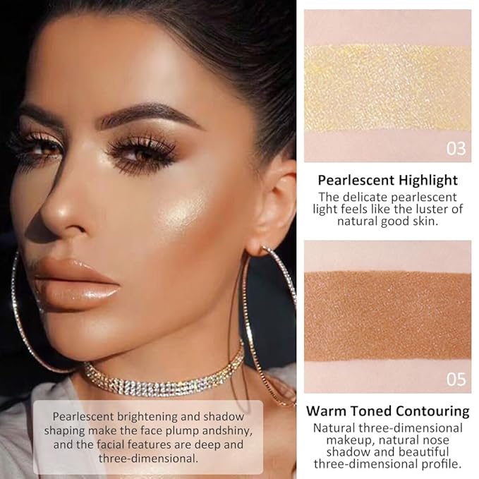 Professional Medium to DeepColor Correcting Cream Contour Concealer Highlight Palette, Dark Brown Gold Champange Full Coverage Makeup Palet for Correct Dark Circles,Scar, etc,Waterproof-6B