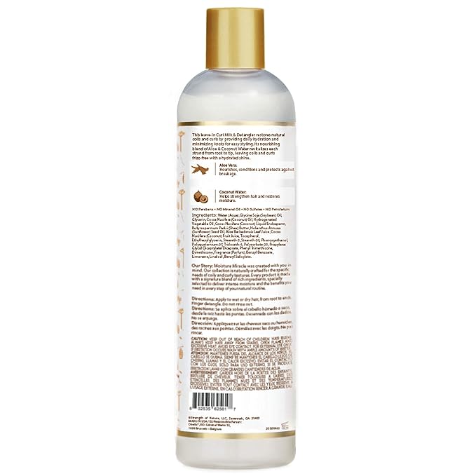 African Pride Moisture Miracle Hydrate & Renew Curl Milk & Hair Detangler (3 Pack), For Natural Coils & Curls, Hydrates & Controls Frizz, 12 oz
