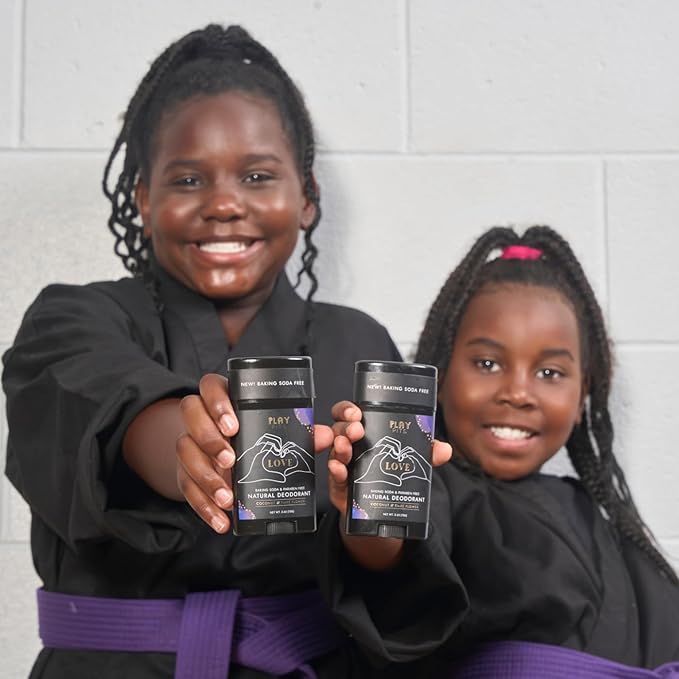 PLAY PITS - 2 Pack - Natural Deodorant - Safe for Men & Women w/Sensitive Skin - Clean, Non-Toxic, & Paraben Free – LOVE Scent - Infused w/Essential Oils – 2.65 Oz.