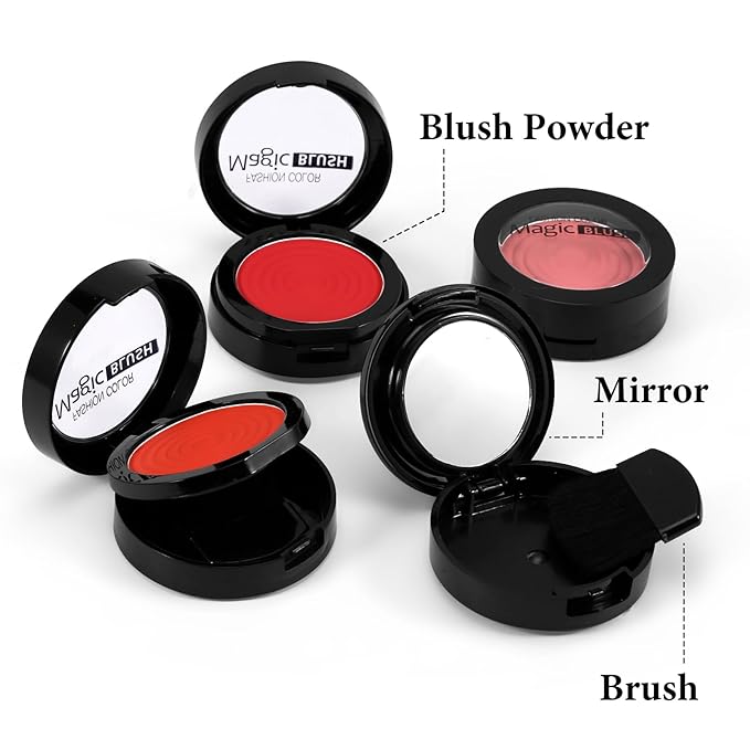 Boobeen Soft Blend Powder Blush for Cheeks, Buildable and Brush