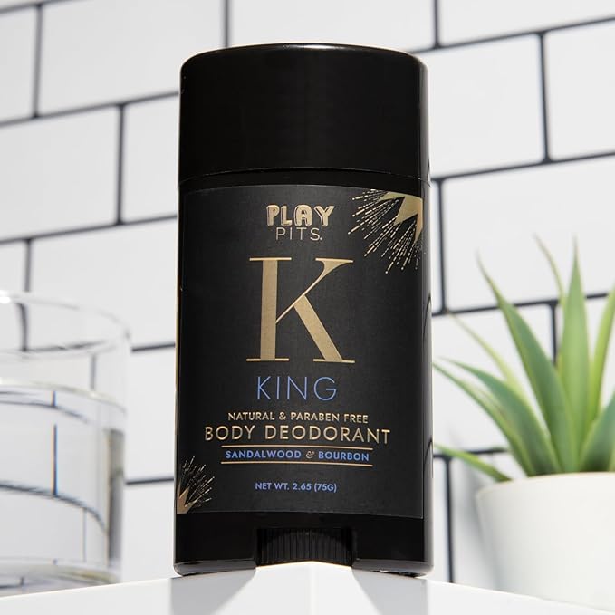 PLAY PITS - 2 Pack - Natural Deodorant - Safe for Men & Women w/Sensitive Skin - Clean, Non-Toxic, & Paraben Free – KING Scent - Infused w/Essential Oils – 2.65 Oz.