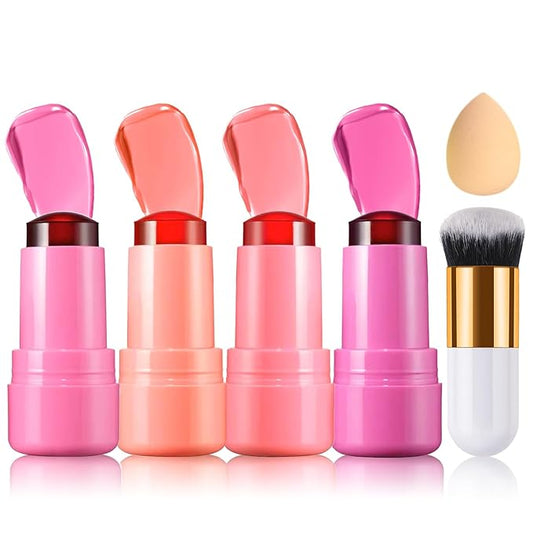 4PCS Cooling Water Jelly Tint Blush Stick for Cruelty Free
