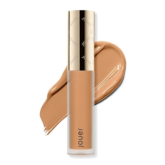 Jouer Essential High Coverage Liquid Concealer - Brightening Concealer - Color Corrector for Under Eye Dark Circles, Spot Coverage, and Eye Primer - Soft Matte Finish, Biscotti