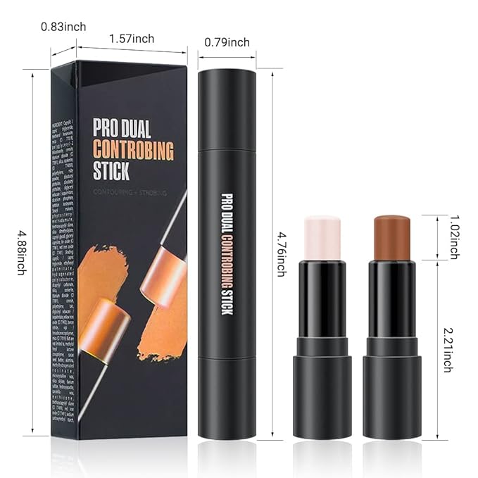 evpct 2In1 Cream Contour Stick Contouring Concealer Sticks Makeup Face Cream Kit for Beginners Creamy Contour and Highlight Stick contorno base de maquillaje para mujer en oferta 01 Ivory & Brown
