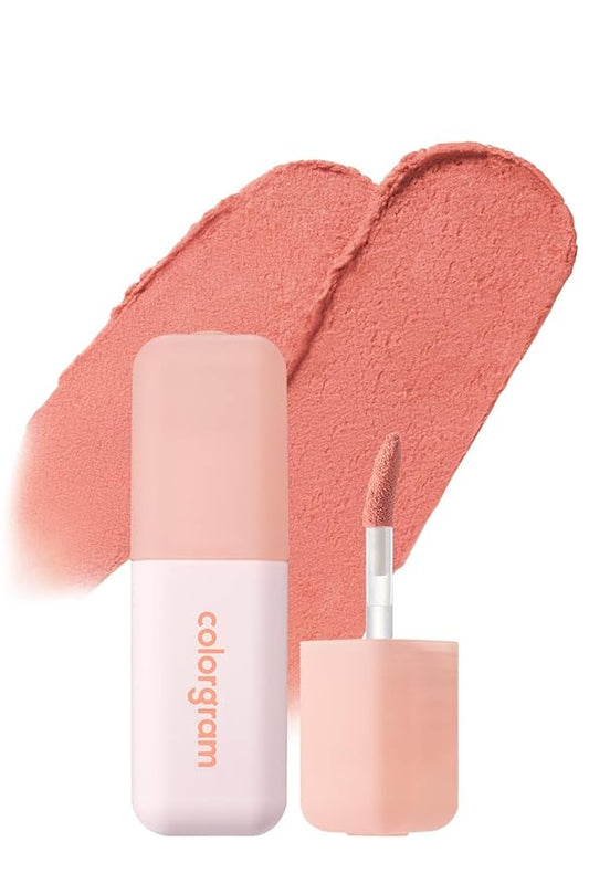 COLORGRAM NUDE BLUR TINT 15 LIGHT APRICOT | Soft Velvet Matte Liquid Lipstick & Cheek Tint | Lightweight Blurring Tint for a Smooth & Airbrushed Finish | Long-Lasting & Non-Sticky Formula