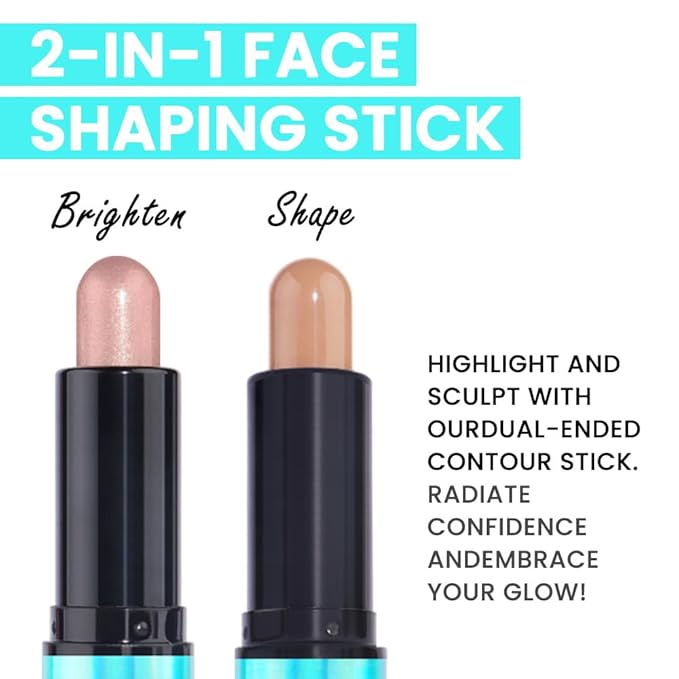 evpct 2in1 Face Shaping & Contouring Stick Cream Contour Concealer Bronzer Stick Makeup Kit for Beginner Face Highlighter Makeup Stick contorno maquillaje de maquillaje profesional,NEW Light Medium