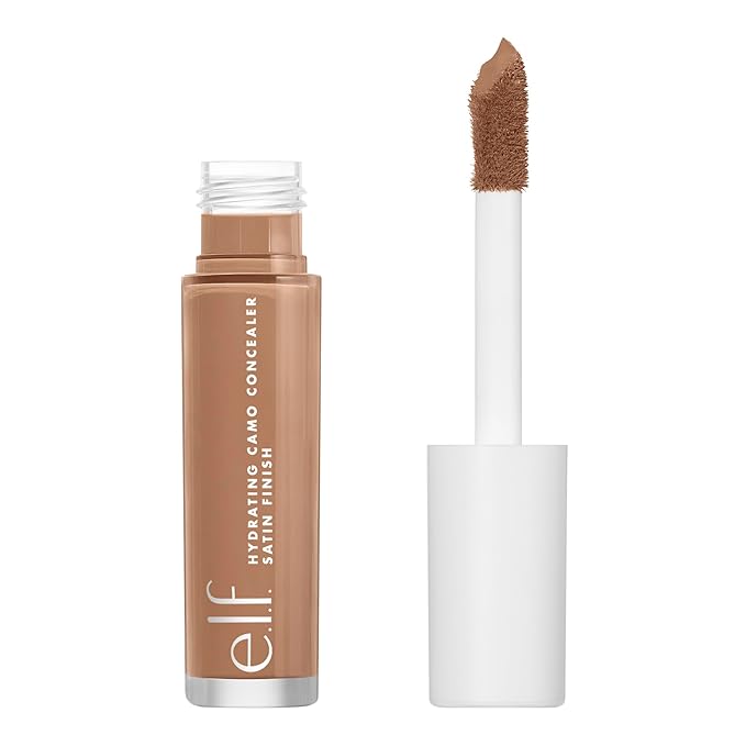e.l.f. Hydrating Camo Concealer, Lightweight, Full Coverage, Long Lasting, Conceals, Corrects, Covers, Hydrates, Highlights, Tan Latte, Satin Finish, 25 Shades, All-Day Wear, 0.20 Fl Oz