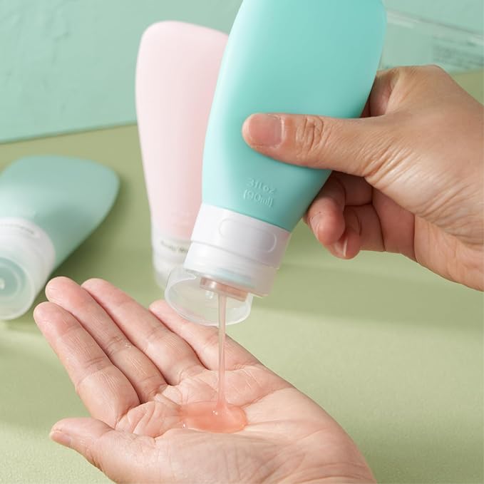 INSFIT Portable Travel Bottles, TSA Approved Leak Proof Containers for Toiletries, BPA Free Refillable Accessories for Shampoo, Body Wash, Liquids (4 Pack)