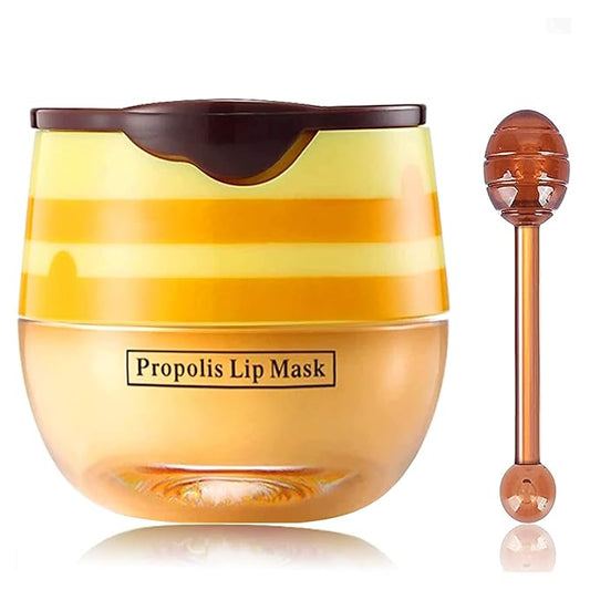 Bee Lip Balm Lip Mask Honey Pot Honey Lip Mask Propolis Moisturizing Lip Balm with Stick - Hydrating Prevention Dry & Cracked Lip Scrubs Exfoliato Lip Wrinkle Skin Care Products(Honey)