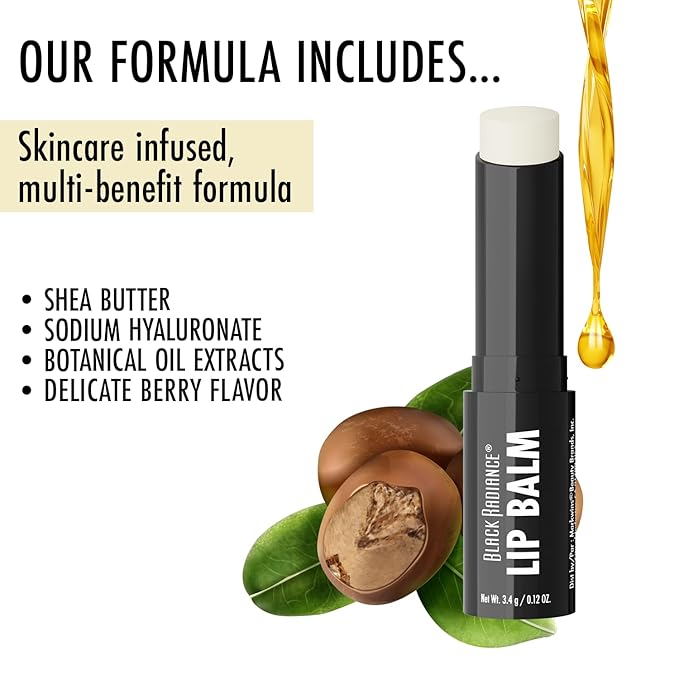 Black Radiance Beyond A Pout Plumping Lip Balm, Moisturizes & Conditions with a Blend of Botanical Oils & Hyaluronic Acid For a Glossy Finish, Vegan, Cruelty-Free - Pucker Up
