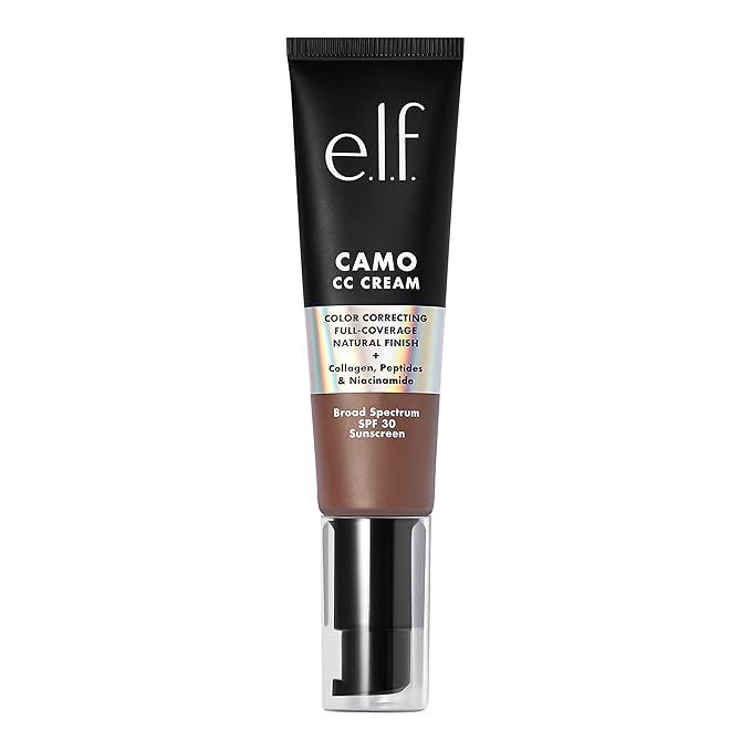 e.l.f. Camo CC Cream, SPF 30 Color-Correcting Medium-To-Full Coverage Face Foundation, Delivers An Airbrushed Finish, Vegan & Cruelty-Free, Deep 560 C