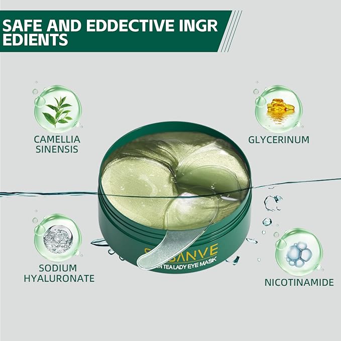 Under Eye Mask,30 pairs Green Tea Extract Anti-Aging Under Eye Mask, Firming Eye Mask, Green Tea Eye Patches,for Eye Moisturizing Dark Circles, Wrinkles, Fine Lines, Under Eye Bags