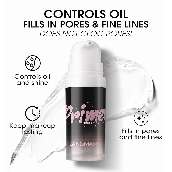 LANGMANNI Matte Grip Face Primer, Transparent Skin Perfecting Oz, 1)