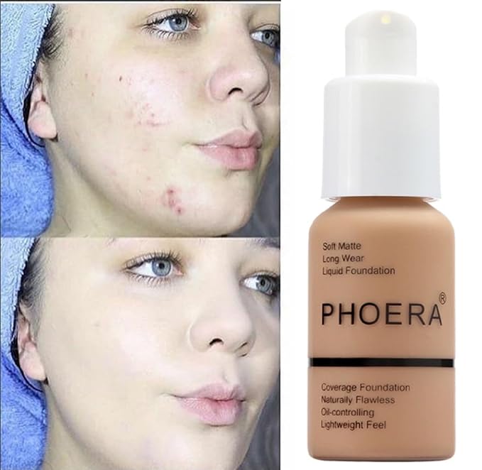 2 Pack PHOERA Foundation, Flawless Soft Matte 24HR Women.102 Nude- 30ml
