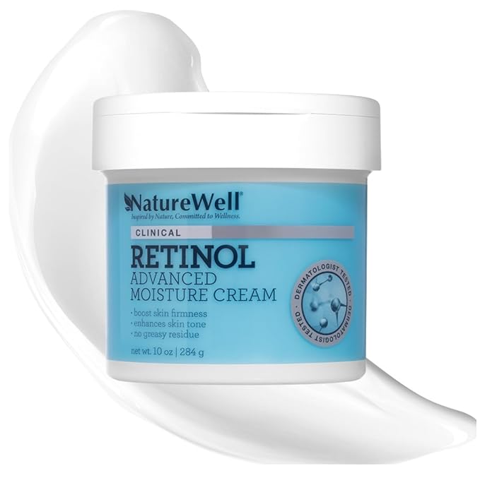 NATURE WELL Clinical Retinol Advanced Moisture Cream for Face, Body, & Hands, Boosts Skin Firmness, Enhances Skin Tone, No Greasy Residue, 10 Oz
