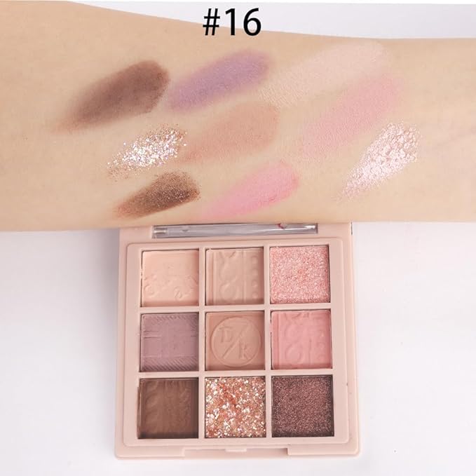 9Colors Eye Shadow Palette Makeup,Pink Rose Gold Purple Mauve Neutral Travel Eyeshadow Palette Highly Pigmented Long Lasting Waterproof Naturing-Looking Eyeshadow Palette Travel Size Gift Kit
