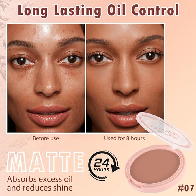 Oil Control Face Pressed Powder, Matte powder setting 1 Pcs)