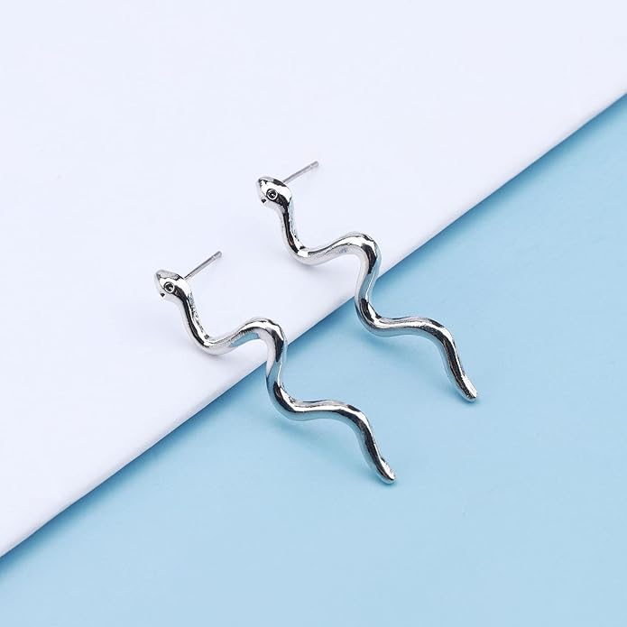 Vintage Snake Dangle Earrings Punk Snake Drop Earrings Gold Snake Stud Earrings Boho Serpent Earrings Jewelry for Women (Gold)