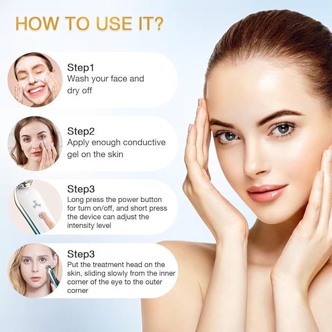 Puffy Eyes Treatment | Eye Puffiness | Eye Bags | Crows Feet | Fine Line Reducing - TS-Lifter Technology(Minor Stings) + Radio Frequency - 2 in 1 Professional RF Eye Anti Aging Device