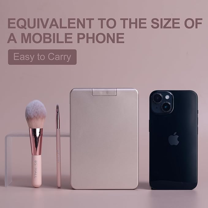 BS-MALL Makeup Brushes Foundation Powder Concealers Eye Shadows Makeup Set with LED light Mirror 14 Pcs Mini Makeup Brushes (APINK)