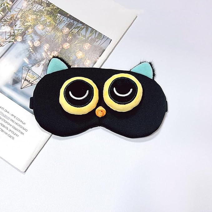 PERFECTSIGHT Owl Sleep Eye Masks, Cute Plush Sleep Eye Cover Lightweight Adjustable Eyeshade Faux Fur Mask Cover for Women Men Sleep Travel Nap