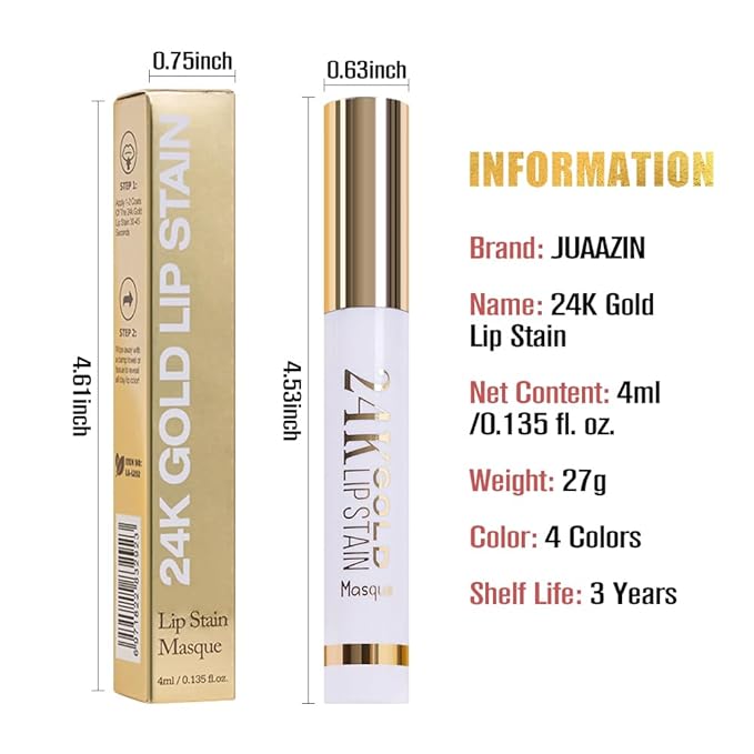 2025 New 24K Gold Liquid Lip Gloss Peel Off Lip Stain Tattoo with Tweezer, Ruby Red Lips Stain Peel Off Masque, Long Lasting Waterproof Lip Tint Stain, Transfer-proof for All Skin Types 03#