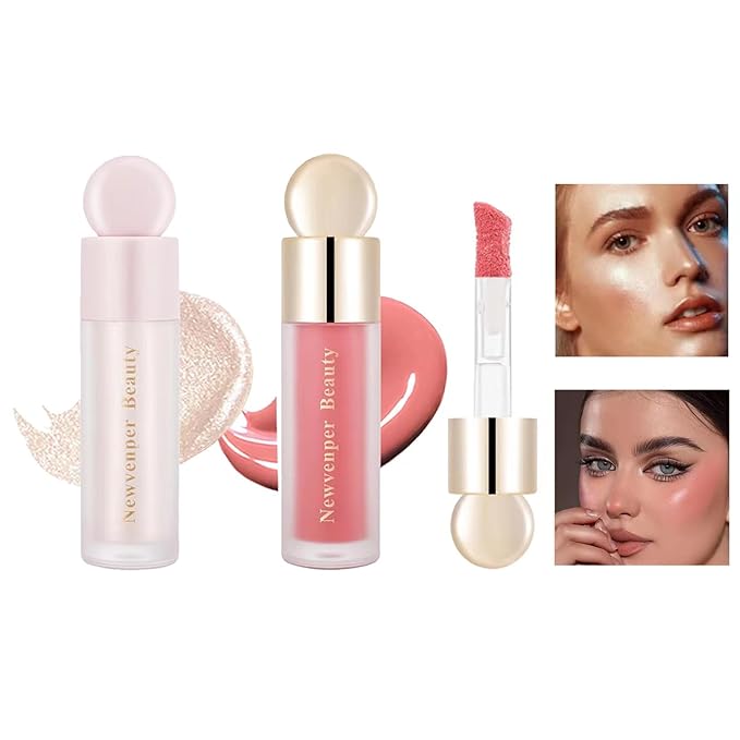 Liquid Highlighter, Liquid Blush with Face Brush Long