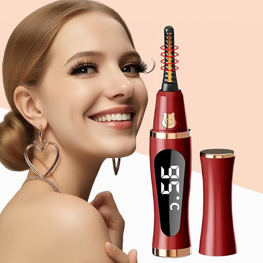 2025 Upgraded Heated Eyelash Curler – Fast 5s Heat-Up, USB Rechargeable Electric Eyelash Curler, 3 Temperature Modes, LED Display, Anti-Burn, 24H Long-Lasting Curl, Perfect Gift for Women (Red)