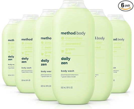 Method Body Wash, Daily Zen, Paraben and Phthalate Free, 18 oz (Pack of 6)