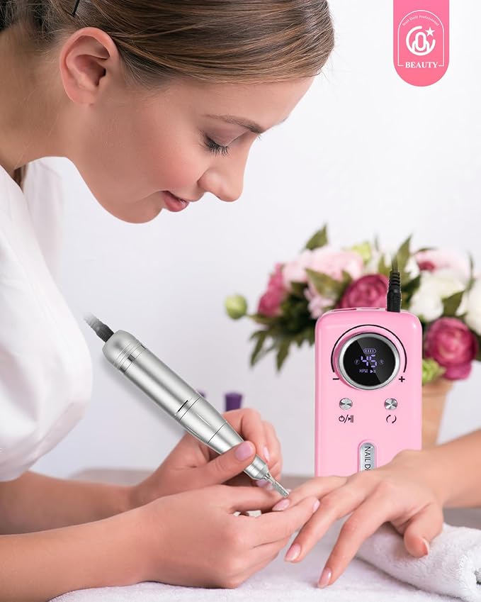 CozyZen Cordless Nail Drill Professional: 45000 RPM Rechargeable Electric Nail File Kit, Portable & Low Noise for Acrylic, Gel Nails, Manicure & Pedicure - Salon & Home Use