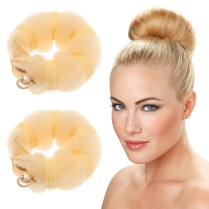 Goldrose Beauty Small Hair Bun Maker 2 Pieces - Doughnut Chignon Clip Hair Accessory for Kids & Women's Hair Styling (Blonde)