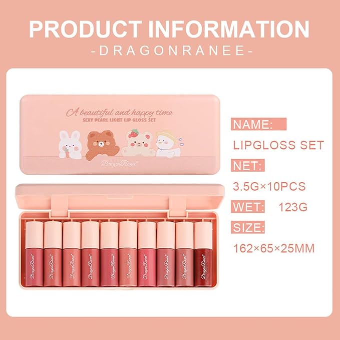 10 Colors Lip Tint Stain Set, Korean Plumping Plumping