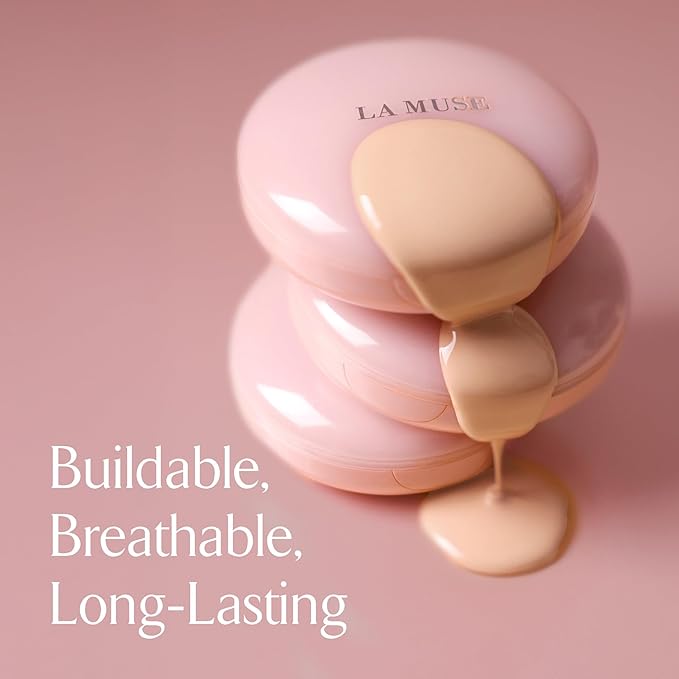 LA MUSE Glow Cushion Foundation No.22 Neutral Beige | Refill Only(13g / 0.46 Ounce) with Water Drop Shape Puff | Easy Application | Perfectly, Seamlessly Covers Difficult Areas Like Nose, Around Eyes